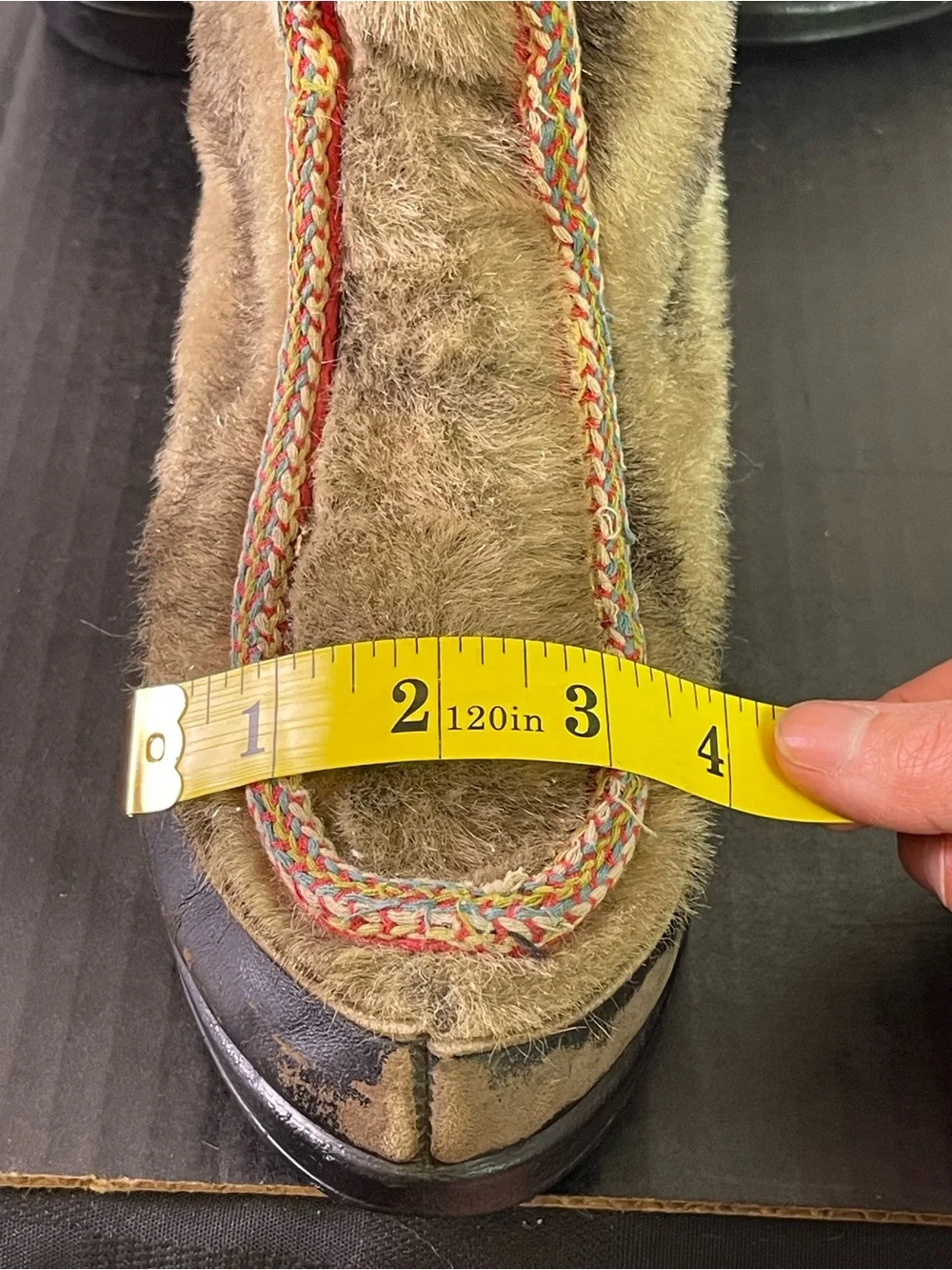 Vintage SNOWLAND Fur Trimmed Winter Boots with Red Braided Trim Size 7